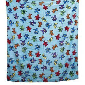 Grateful Dead Turquoise Dancing Bears Blanket ~ 50" x 60" ~ Brand New!